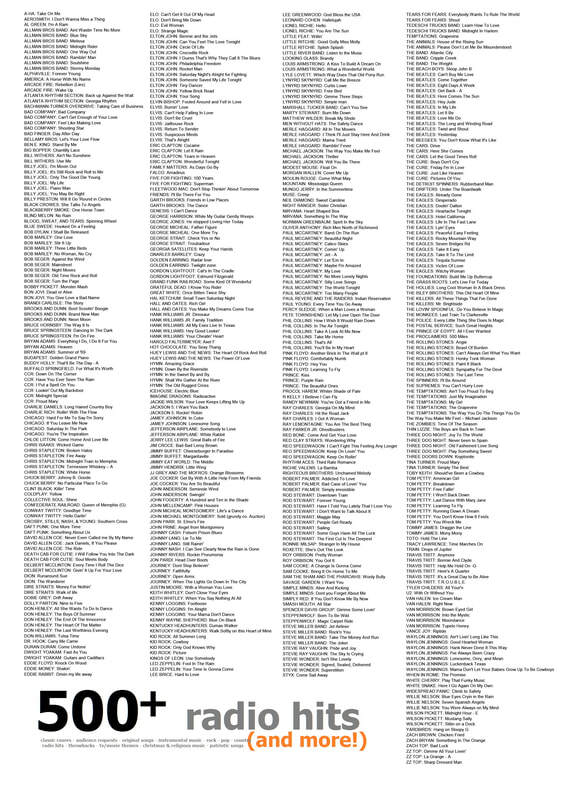 Click Here for Song List